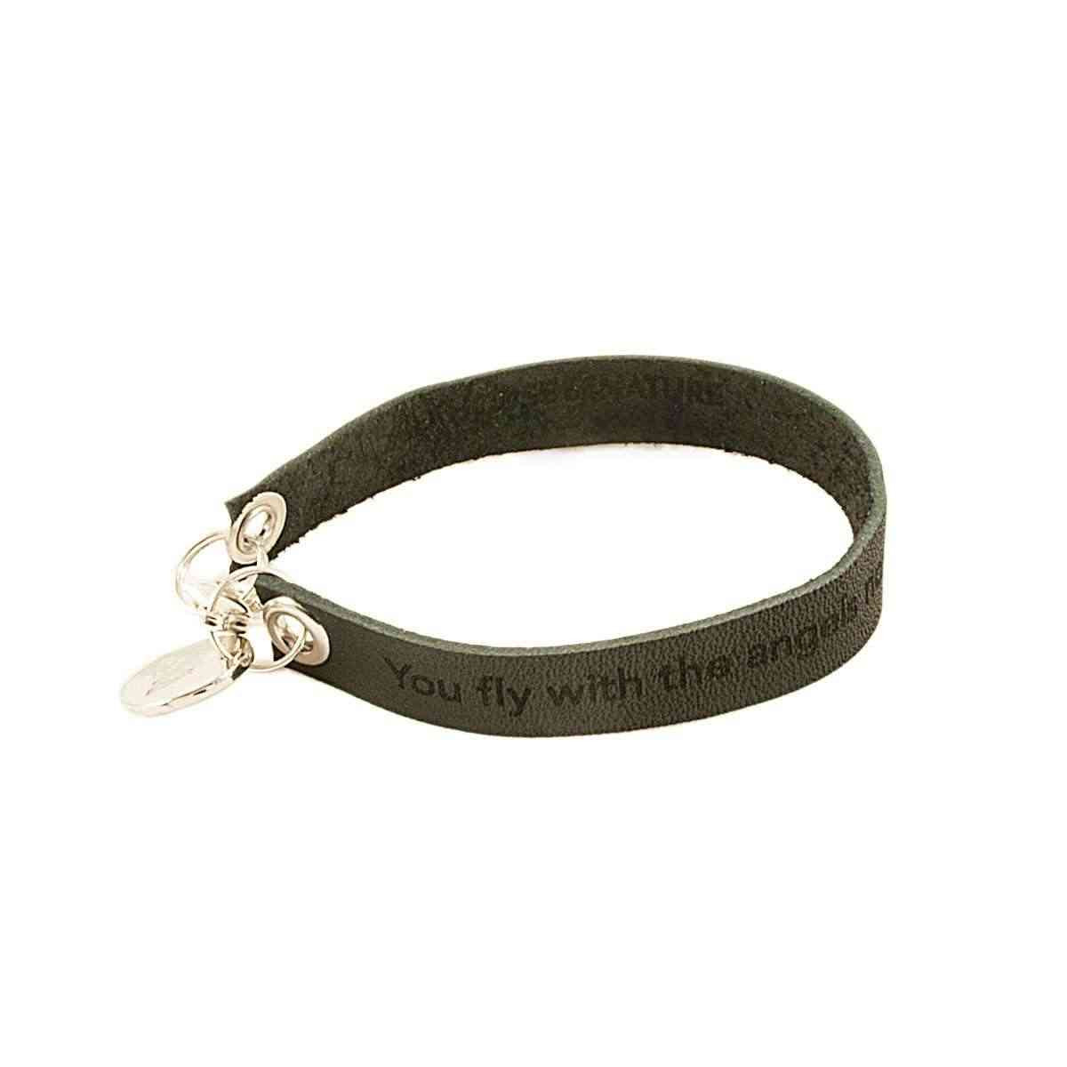 Light Brown Engraved Leather Bracelet - Single Wrap