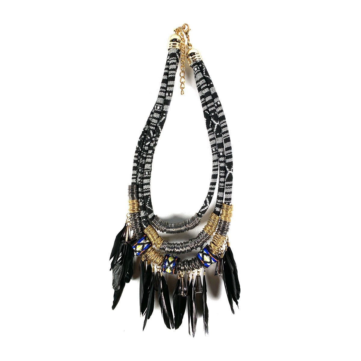 Boho Feather Collier Black