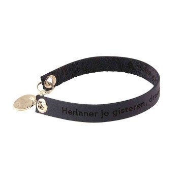 Light Brown Engraved Leather Bracelet - Single Wrap