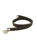 Black Custom Engraved Leather Bracelet - Double Wrap