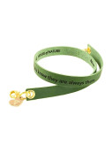Green Engraved Leather Bracelet - Double Wrap