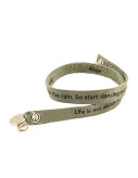 Grey Custom Engraved Leather Bracelet - Double Wrap