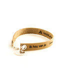 Light Brown Engraved Leather Bracelet - Single Wrap