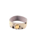 Leather sturdy gold buttoned bracelet. Single Wrap. Cow print