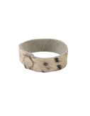 Leather sturdy silver buttoned bracelet. Single Wrap. Cow print