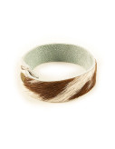 Leather sturdy buttoned bracelet. Single Wrap. Cow print