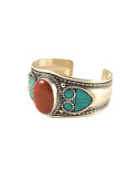 Nepalese Bangle - Single Red Stone - Wide