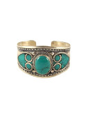 Nepalese Bangle - Single Turquoise Stone - Wide
