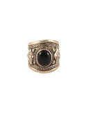 Nepalese Ring - Single Black Stone - Wide