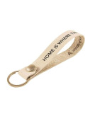 Engraved Leather Keychain White