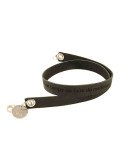 Black Custom Engraved Leather Bracelet - Double Wrap