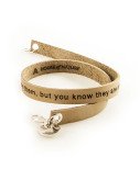 Light Brown Engraved Leather Bracelet - Double Wrap