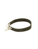 Black Engraved Leather Bracelet - Single Wrap