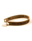 Brown Custom Engraved Leather Bracelet - Single Wrap