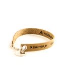 Light Brown Engraved Leather Bracelet - Single Wrap