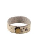 Leather sturdy bronze buttoned bracelet. Single Wrap. Cow print