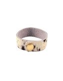 Leather sturdy gold buttoned bracelet. Single Wrap. Cow print