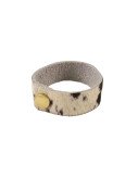 Leather sturdy gold buttoned bracelet. Single Wrap. Cow print