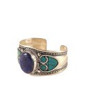 Nepalese Bangle - Single Blue Stone - Wide