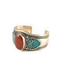 Nepalese Bangle - Single Red Stone - Wide