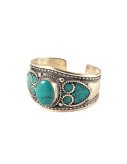 Nepalese Bangle - Single Turquoise Stone - Wide