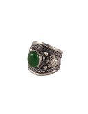 Nepalese Ring - Single Green Stone - Wide