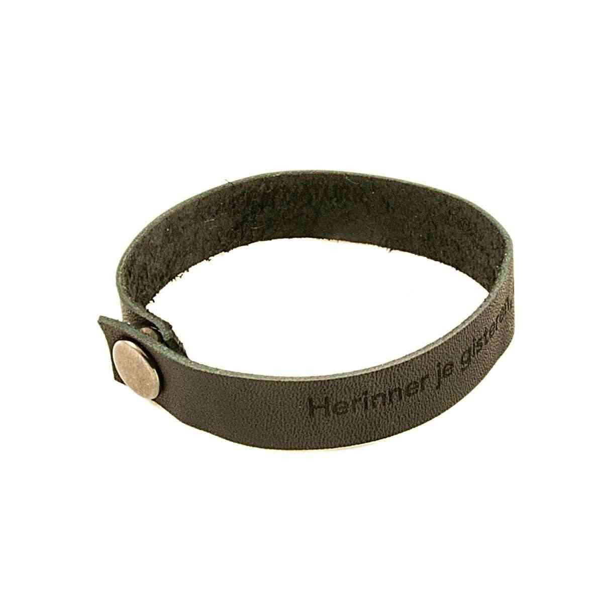Engraved leather bracelet with buttons. Single wrap.