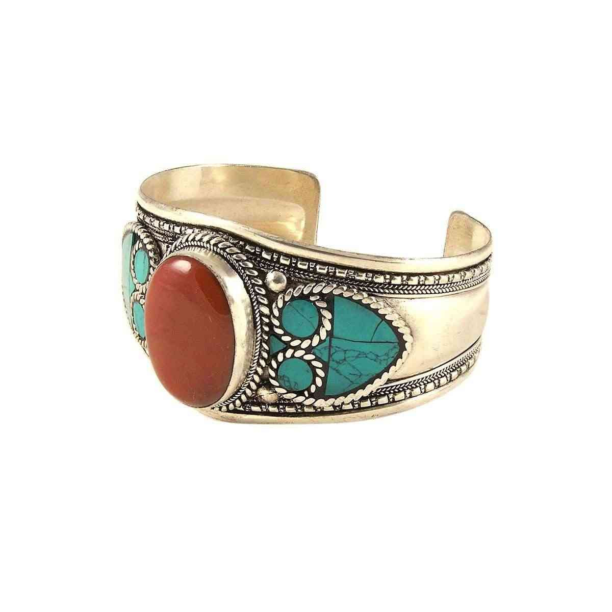 Nepalese Bangle - Single Red Stone - Wide