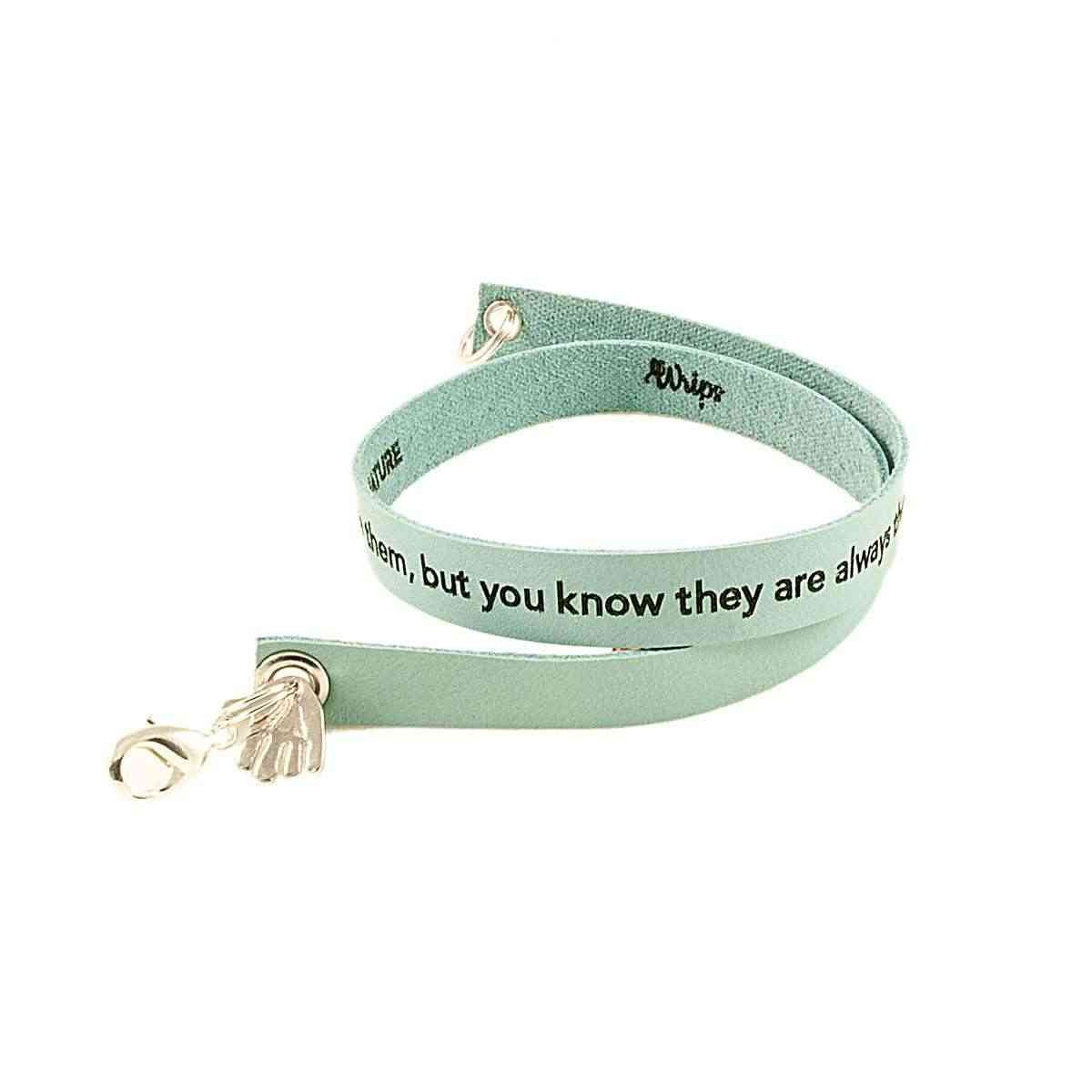 Baby Blue Custom Engraved Leather Bracelet - Double Wrap