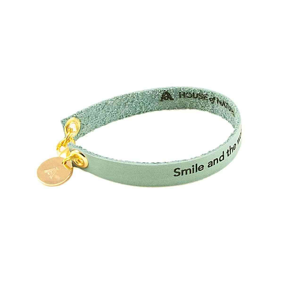 Baby Blue Engraved Leather Bracelet - Single Wrap