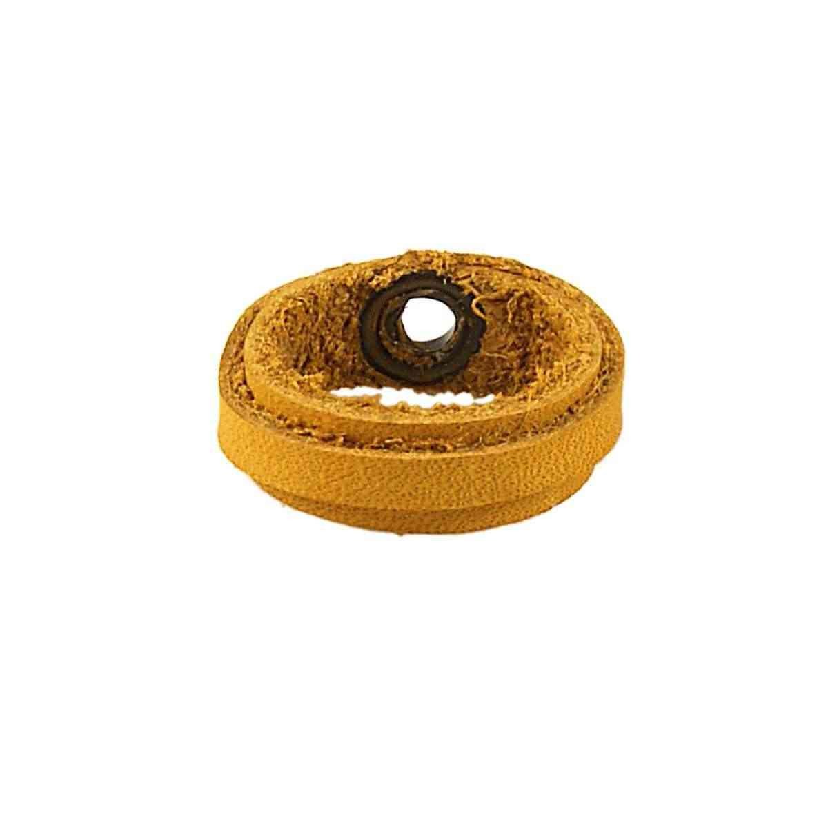 Leather Ring Slim Yellow Ochre Back