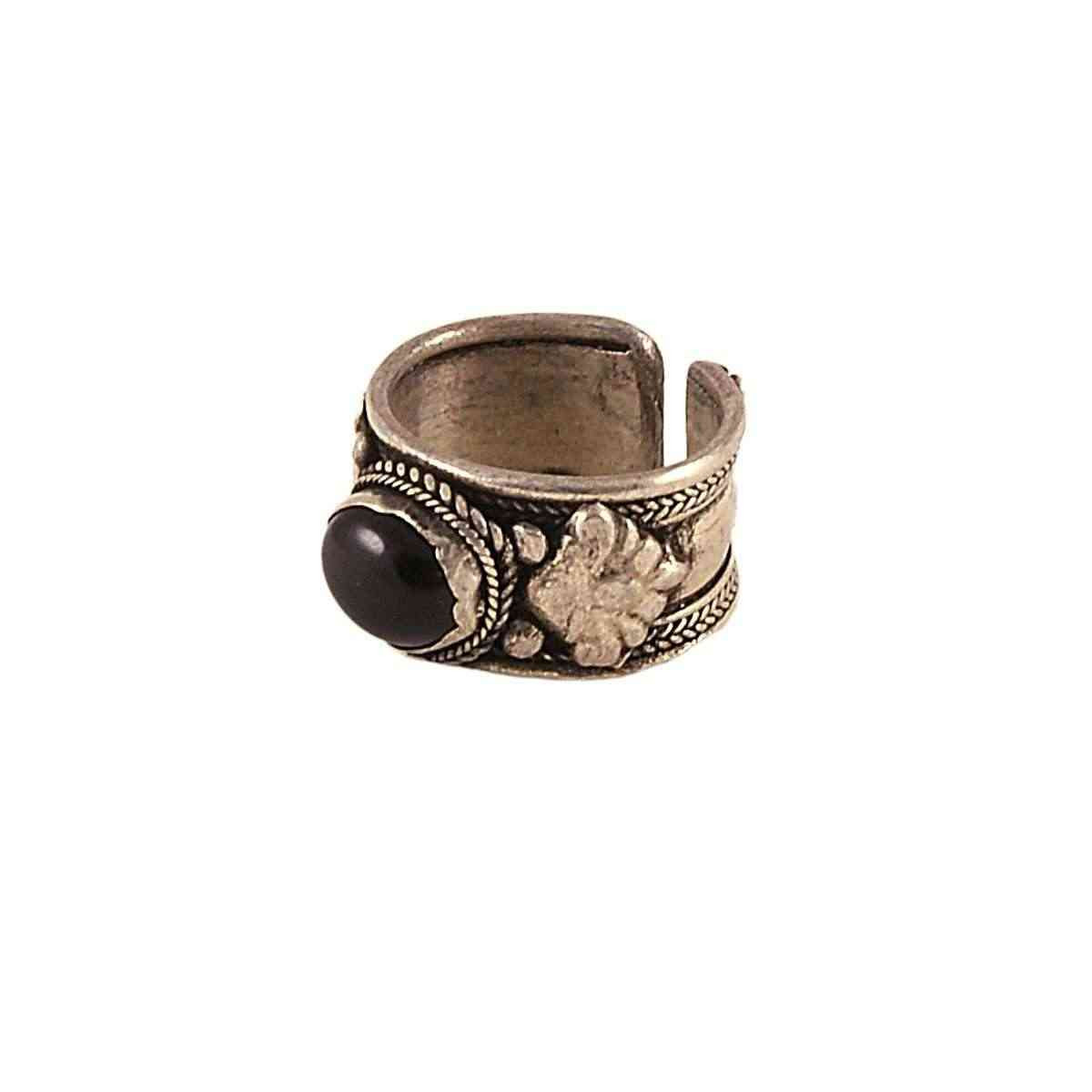 Nepalese Ring - Single Black Stone