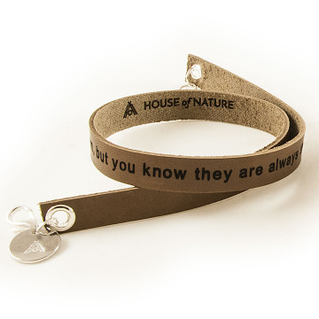 Dark Brown Engraved Leather Bracelet - Double Wrap