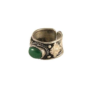Nepalese Ring - Single Green Stone