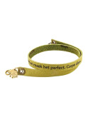 Olive Green Custom Engraved Leather Bracelet - Double Wrap