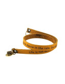 Yellow Ochre Custom Engraved Leather Bracelet - Double Wrap