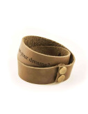 Dark Brown Custom Engraved Leather Bracelet - Double Wrap Wide
