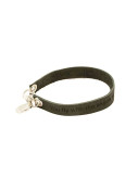 Black Engraved Leather Bracelet - Single Wrap