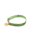 Green Engraved Leather Bracelet - Single Wrap