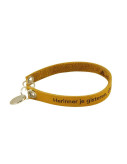 Yellow Ochre Engraved Leather Bracelet - Single Wrap