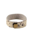Leather sturdy bronze buttoned bracelet. Single Wrap. Cow print