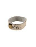 Leather sturdy bronze buttoned bracelet. Single Wrap. Cow print