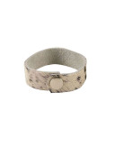 Leather sturdy silver buttoned bracelet. Single Wrap. Cow print