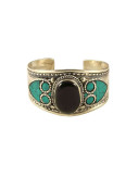 Nepalese Bangle - Single Black Stone - Wide