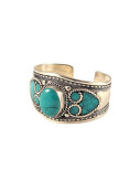 Nepalese Bangle - Single Turquoise Stone - Wide