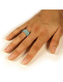 Leather Ring Slim Baby Blue Hand