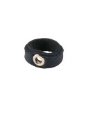 Leather Ring Slim Dark Blue Front