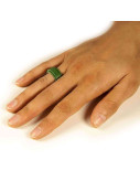Leather Ring Slim Green Hand