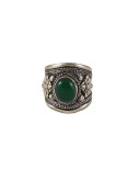 Nepalese Ring - Single Green Stone - Wide