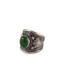 Nepalese Ring - Single Green Stone - Wide